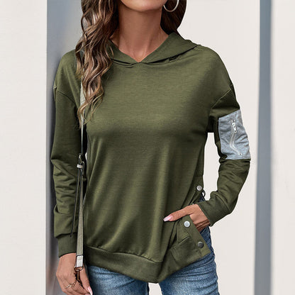 Damen Kapuzenpullover Lässig Reißverschluss Eveloria