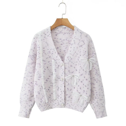 Damen Strickjacke Kuschelig mit Schleifendetails Grau