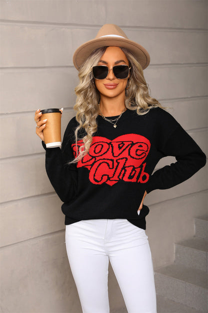 Damen Pullover Großzügig Auffälliger Schriftzug Eveloria
