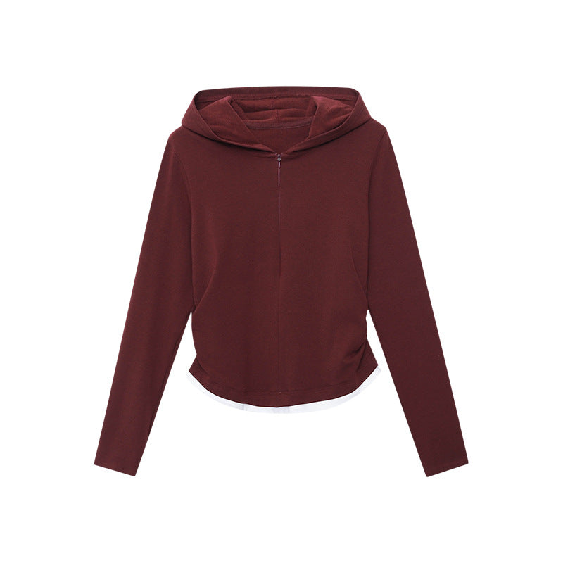 Damen Hoodie Reißverschluss Daumenlöcher Grau Eveloria