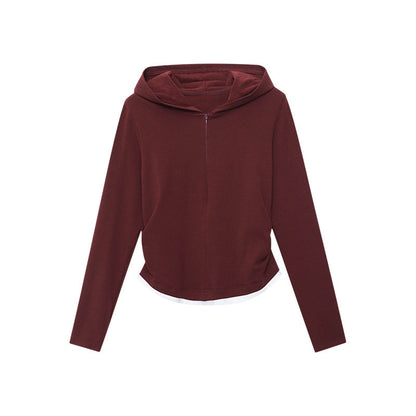 Damen Hoodie Reißverschluss Daumenlöcher Grau Eveloria
