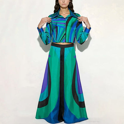 Damen Zweiteiliges Set Crop- und Maxirock Eveloria