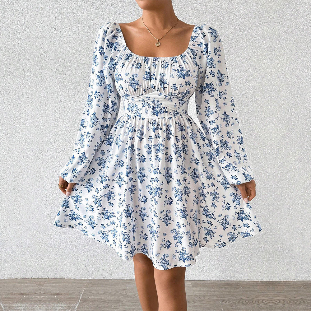 Damen Sommerkleid Floralmuster Langer Ärmel Eveloria - Eveloria
