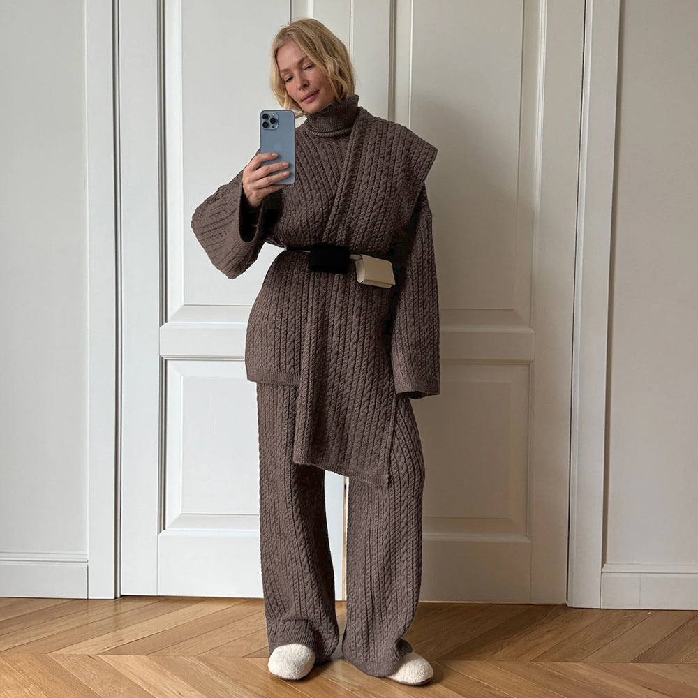 Damen Strickanzug Hohler Kragen Weites Design Eveloria