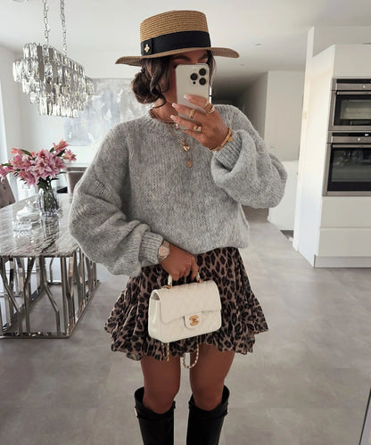 Damen Oversized Strickpullover Voluminöse Ärmel Modern Eveloria