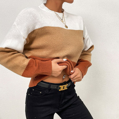 Damen Pullover Farbblockdesign Eveloria