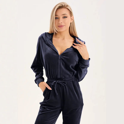 Damen Fleece-Overall Elastischer Bund Praktischer Reißverschluss