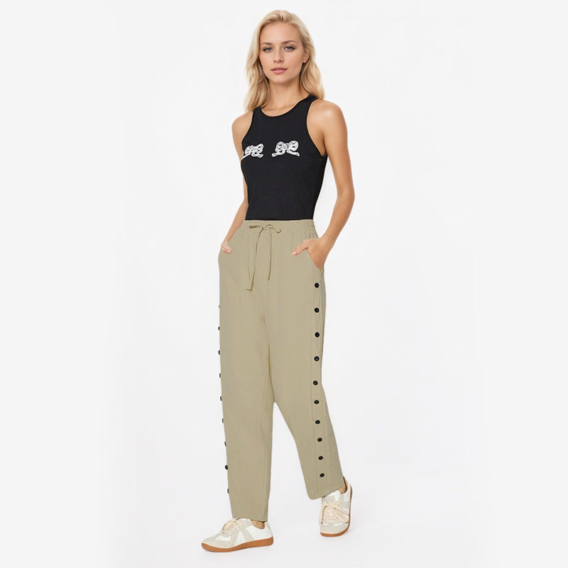 Damen Joggpants Dekorative Knöpfe Eveloria