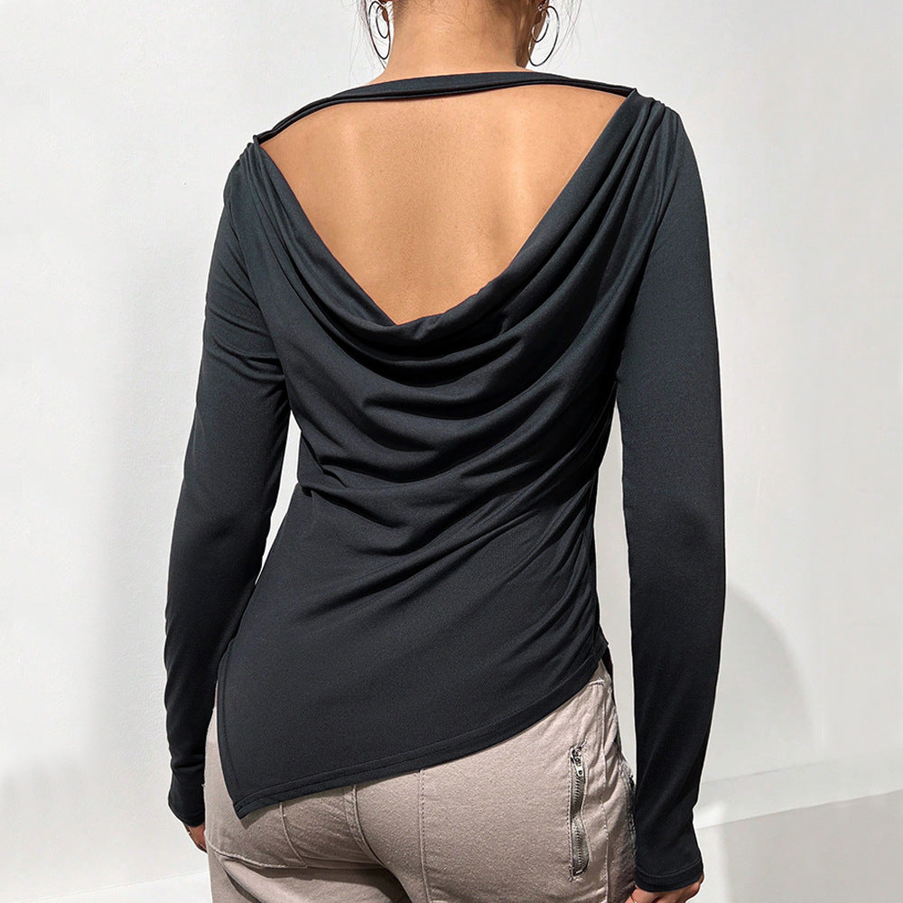 Damen Langarmbluse Lässiger Wasserfallausschnitt Elegantes Design