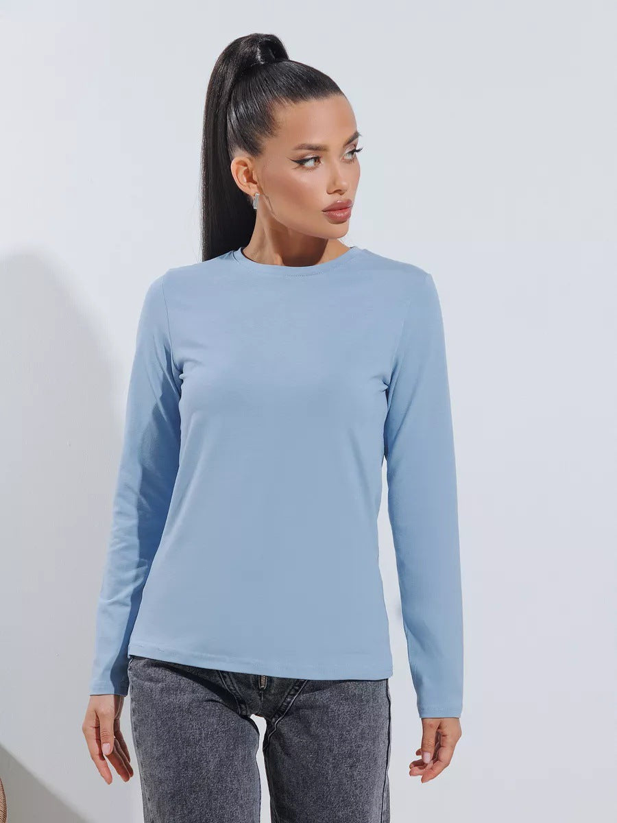 Damen Langarmshirt Körperbetont Baumwolle Eveloria