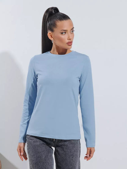 Damen Langarmshirt Körperbetont Baumwolle Eveloria