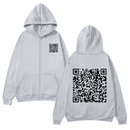 Damen Kapuzenjacke Weiches Fleece QR-Code-Design Eveloria