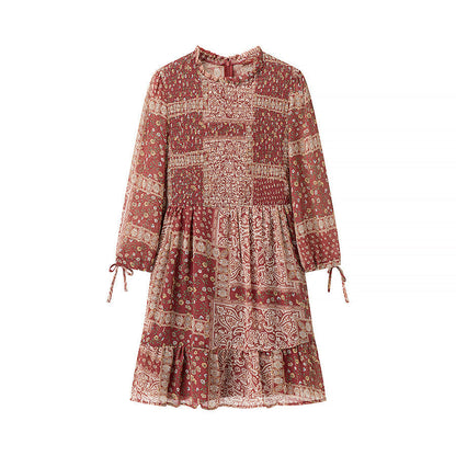 Damen Patchwork-Kleid Voluminöser Rock Eveloria