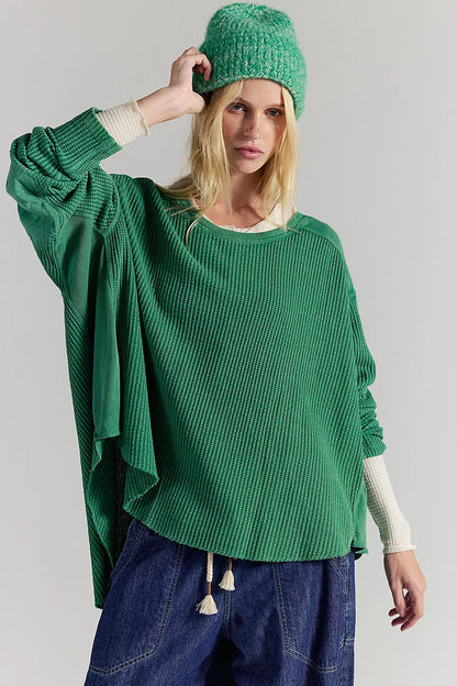 Damen Oversized Pullover Strukturiert Beige