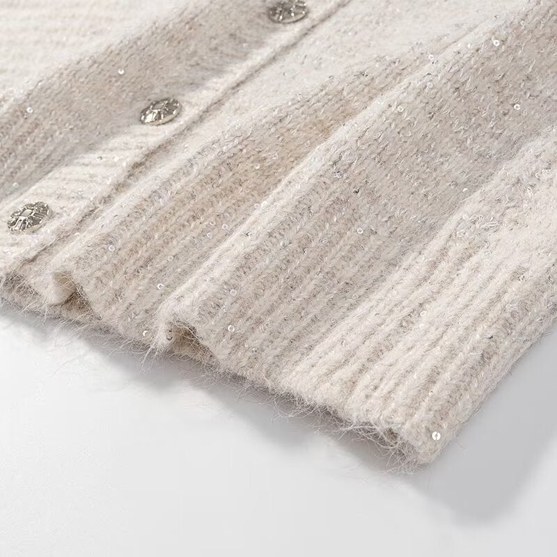 Damen Strickjacke V-Ausschnitt Knopfverschluss Kuschelig Eveloria