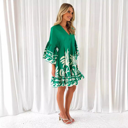 Damen Sommerkleid Lässig Voluminöse Ärmel Eveloria