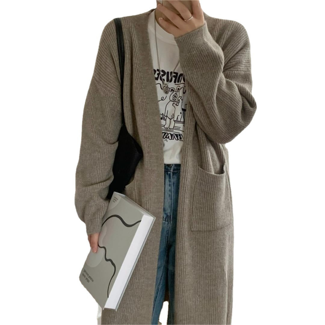 Damen Strickmantel Offene Fronten Großzügige Taschen Eveloria