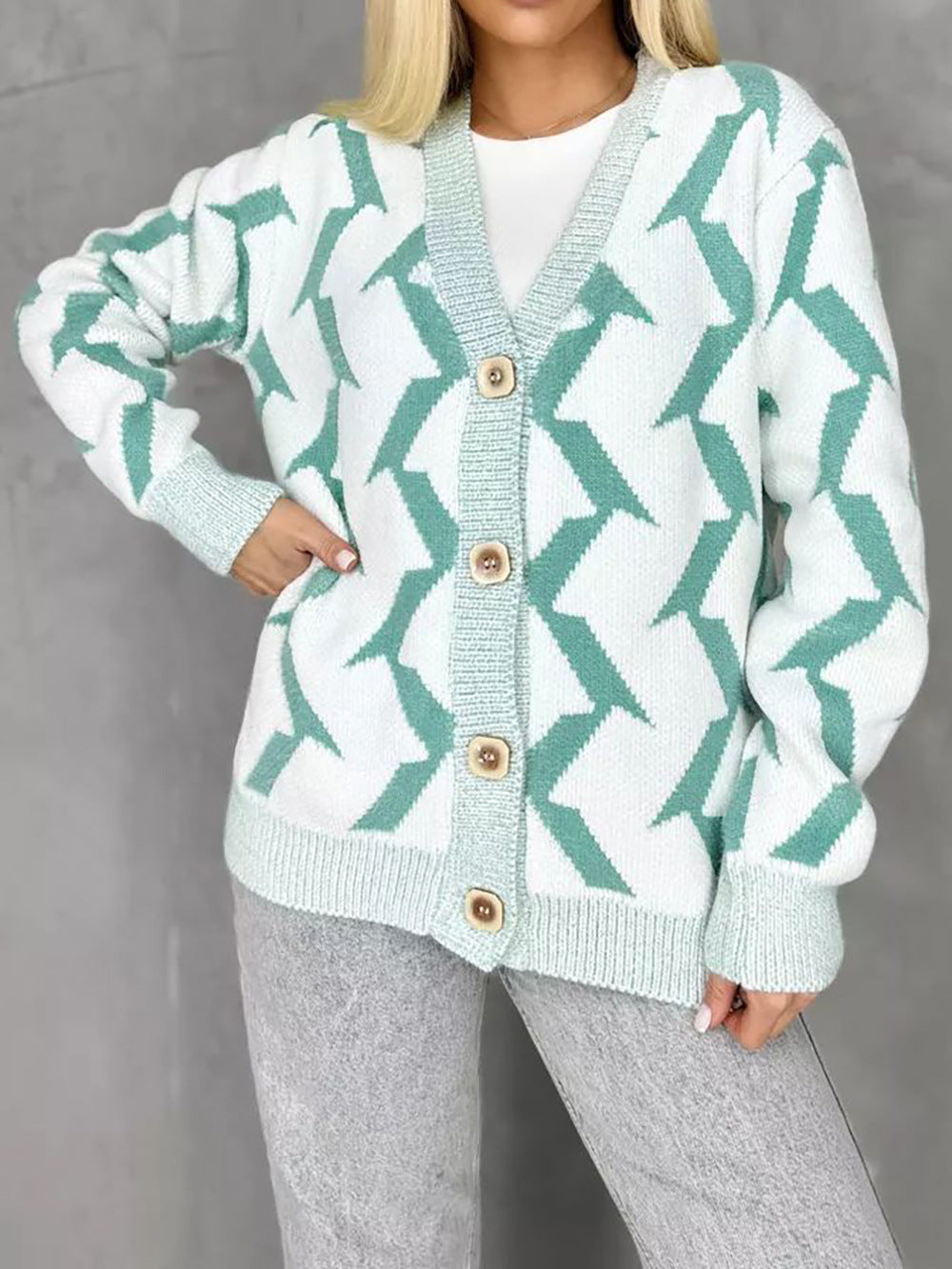 Damen Strickjacke Modernes Blitzenmuster Eveloria