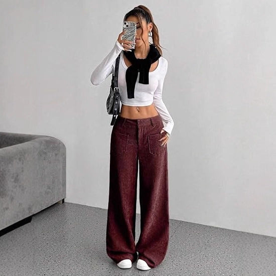 Damen Cordhose Weit Bequem Eveloria