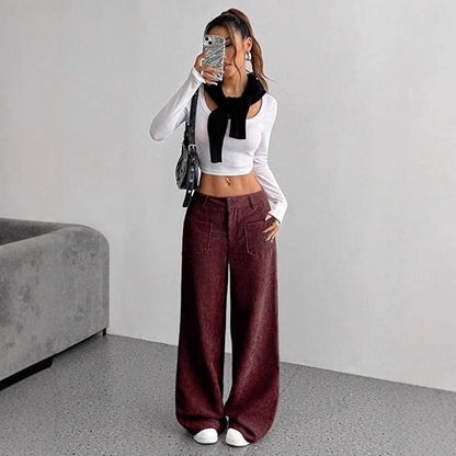 Damen Cordhose Weit Bequem Eveloria