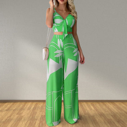 Damen Crop- Hosen Set Elegant Weite Hose Eveloria