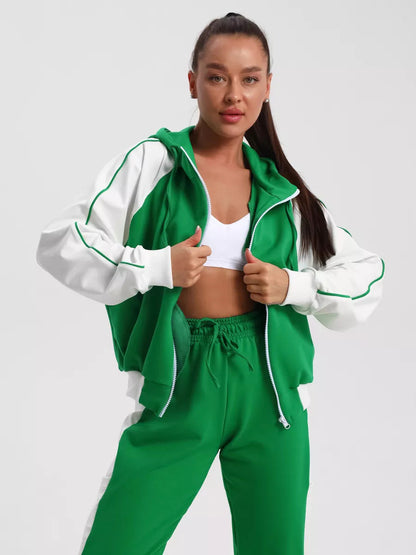 Damen Sportliches Freizeit-Set mit Kontrastfarben und Taschen Eveloria