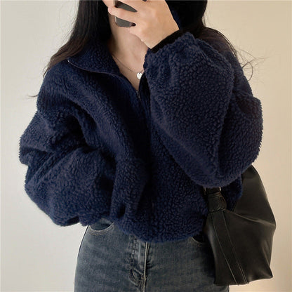 Damen Fleece-Jacke Hochkragen Reißverschluss Eveloria
