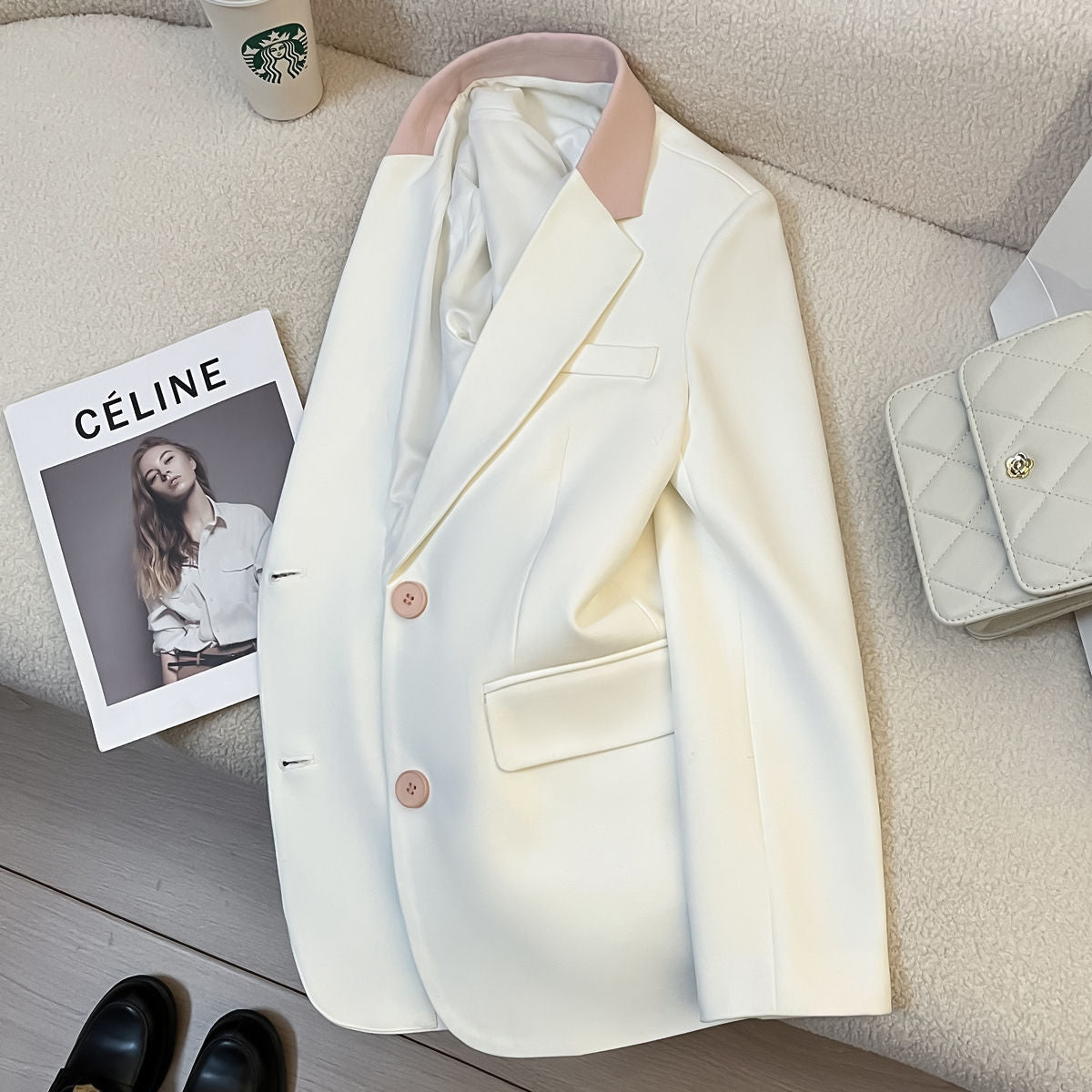 Damen Blazer Kontrastkragen Eveloria