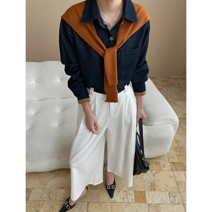Damen Bluse Klassisch Mit Pullover-Einsatz