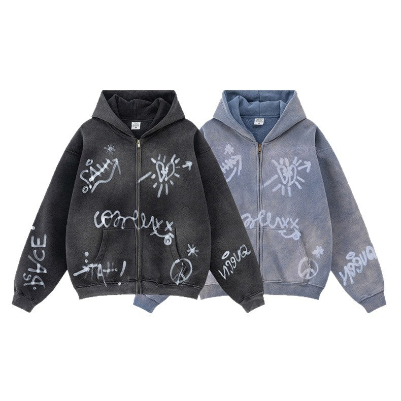 Damen Kapuzenjacke Graffiti-Print Eveloria