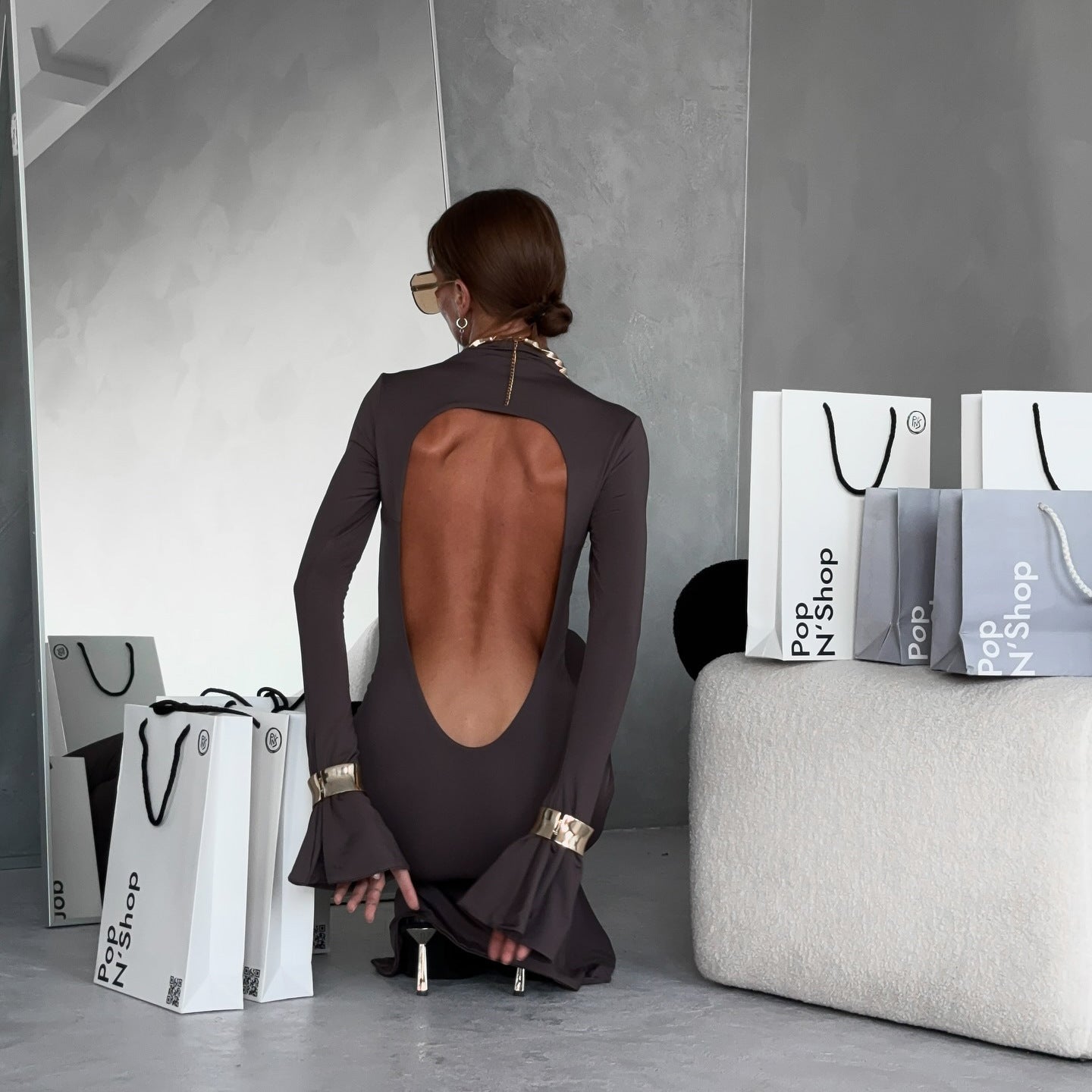 Damen Abendkleid Langärmlig Figurbetont Eveloria
