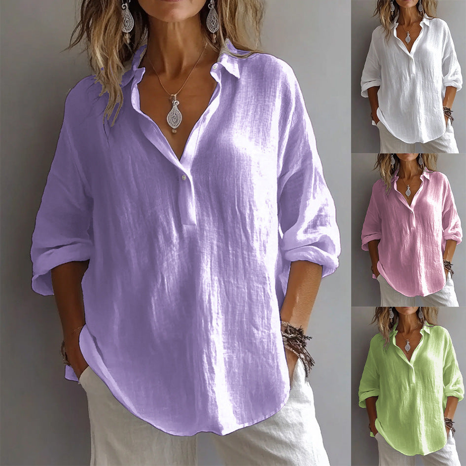Damen Bluse mit Knöpfen Lockere Passform Weiß Eveloria - Eveloria