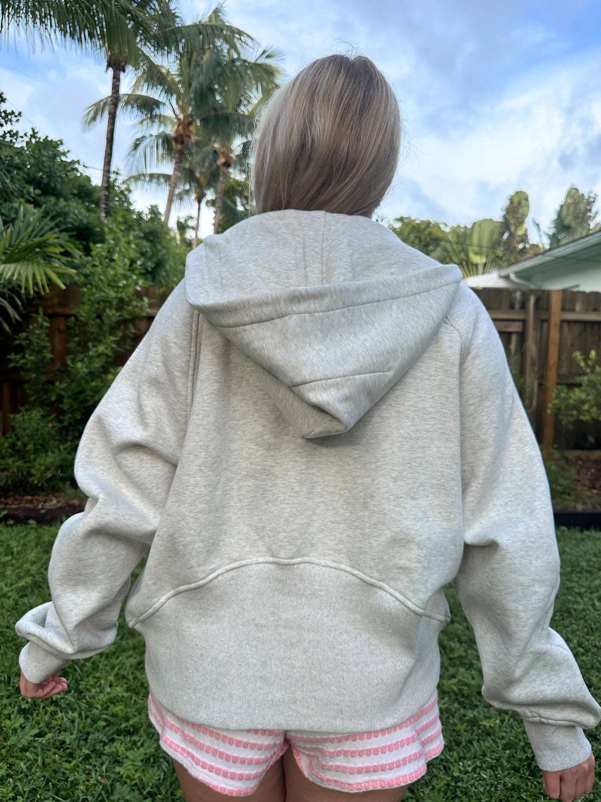 Damen Oversized Hoodie Kurzreißverschluss Kängurutasche