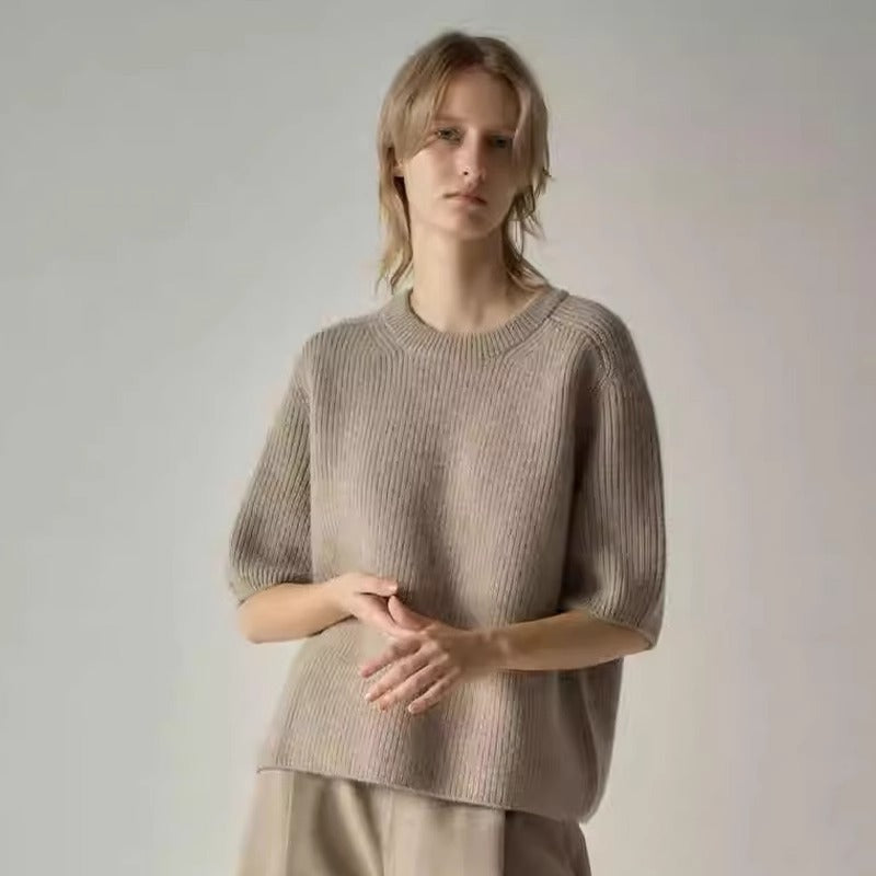 Damen Strickpullover Kurzärmelig Weich Eveloria