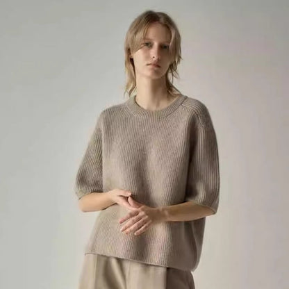 Damen Strickpullover Kurzärmelig Weich Eveloria