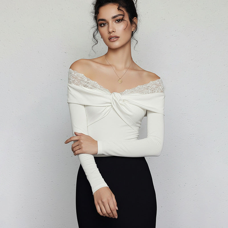 Damen Body Spitzendetails Figurbetonter Schnitt Eveloria
