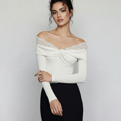 Damen Body Spitzendetails Figurbetonter Schnitt Eveloria