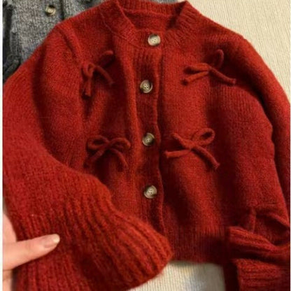 Damen Strickjacke Dekoratives Schleifendesign Eveloria