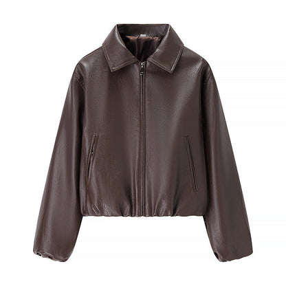 Damen Kunstlederjacke Elastischer Bund Eveloria