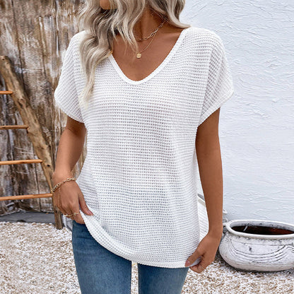 Damen Strickoberteil Waffelstruktur Weit Schnitt Beige