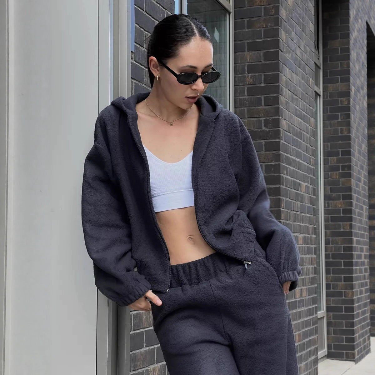 Damen Fleece Jogginganzug mit Kapuze Eveloria