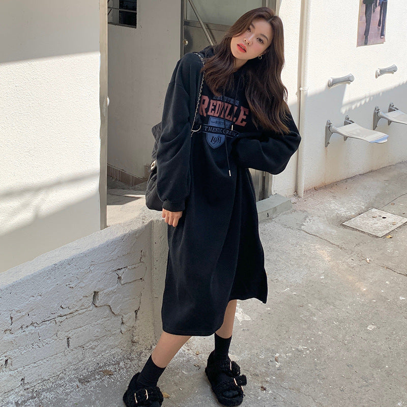 Damen Hoodie-Kleid Lässig Grafikdruck Eveloria