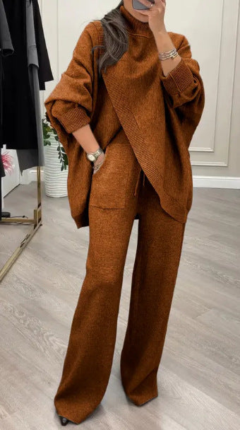 Damen Strickpullover Ensemble mit weiter Hose Eveloria