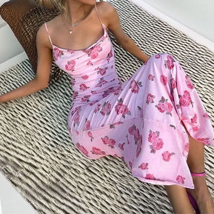 Damen Maxikleid Blumenmuster Baumwolle Eveloria
