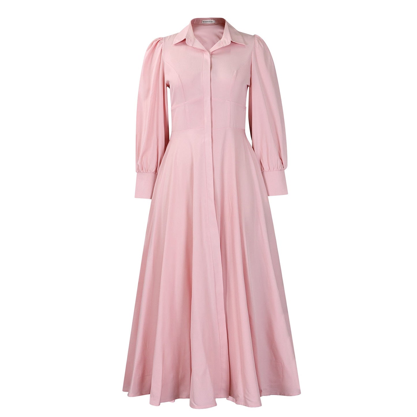 Damen Maxi-Hemdkleid mit Taillenbund Elegantes Design