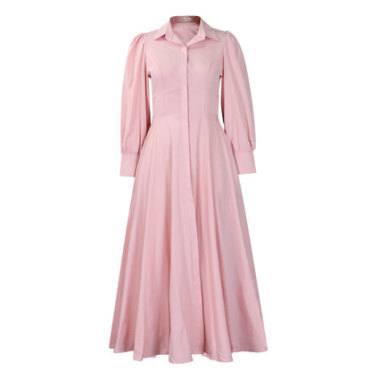 Damen Maxi-Hemdkleid mit Taillenbund Elegantes Design