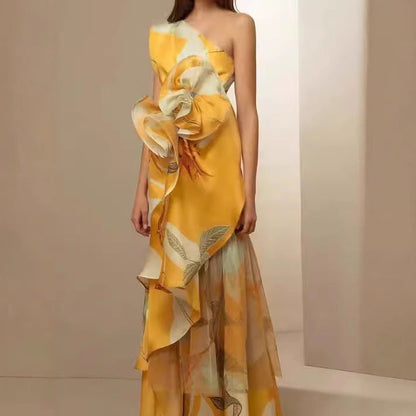 Damen Hochzeitskleid Asymmetrisch Florale Akzente Weiße Eveloria