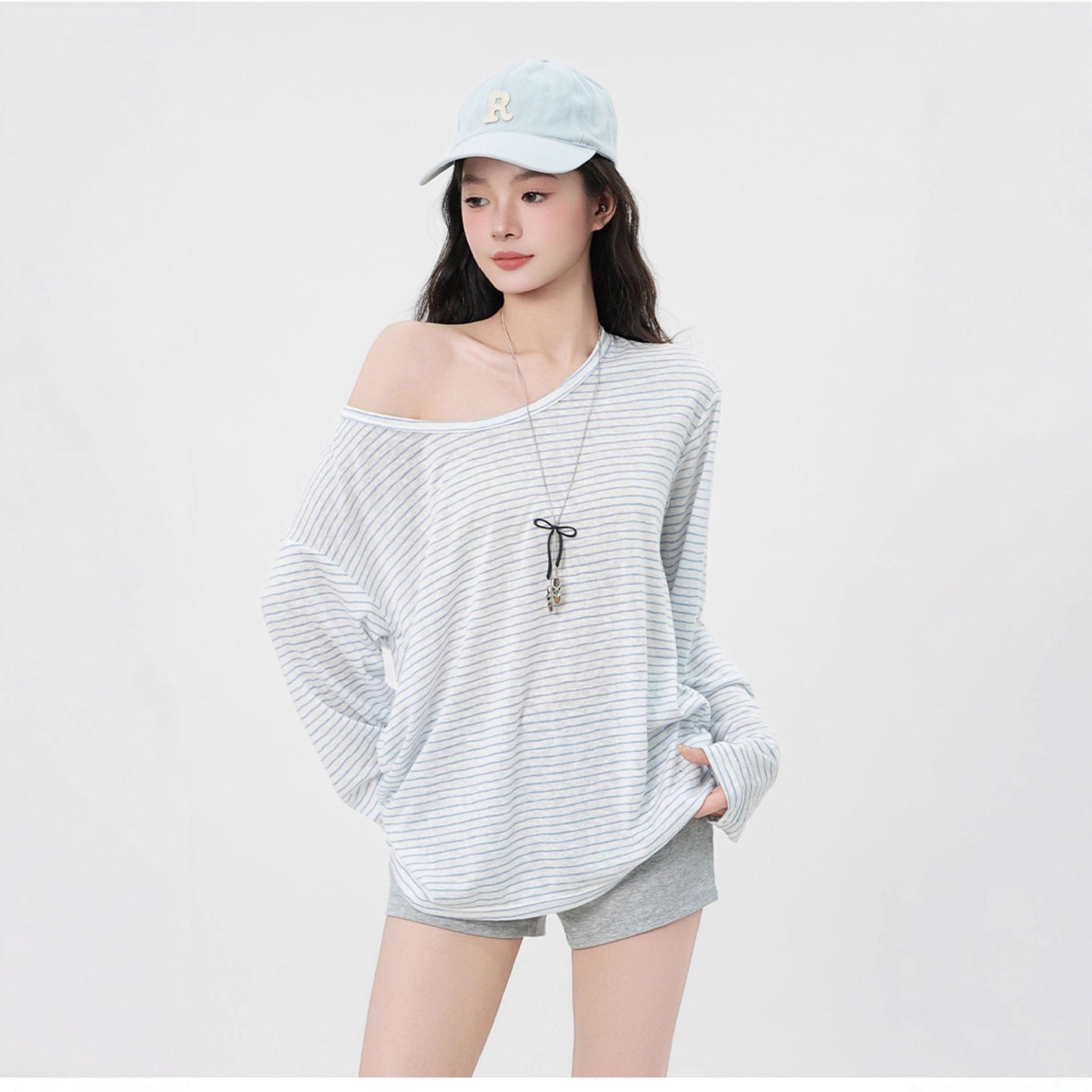 Damen Langarmshirt Asymmetrisch Baumwolle Eveloria