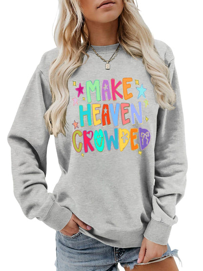 Damen Sweatshirt Bunt Motiv Verspielter Schriftzug