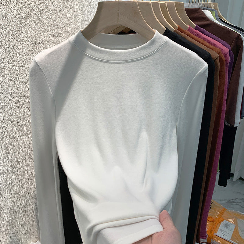 Damen Langarmshirt Feinestruktur Weiß Eveloria